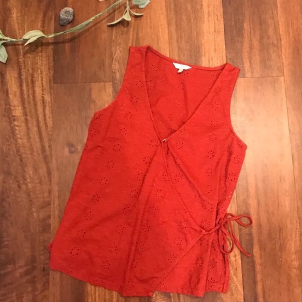 Lucky Brand Terra Cotta Eyelet Wrap Tank